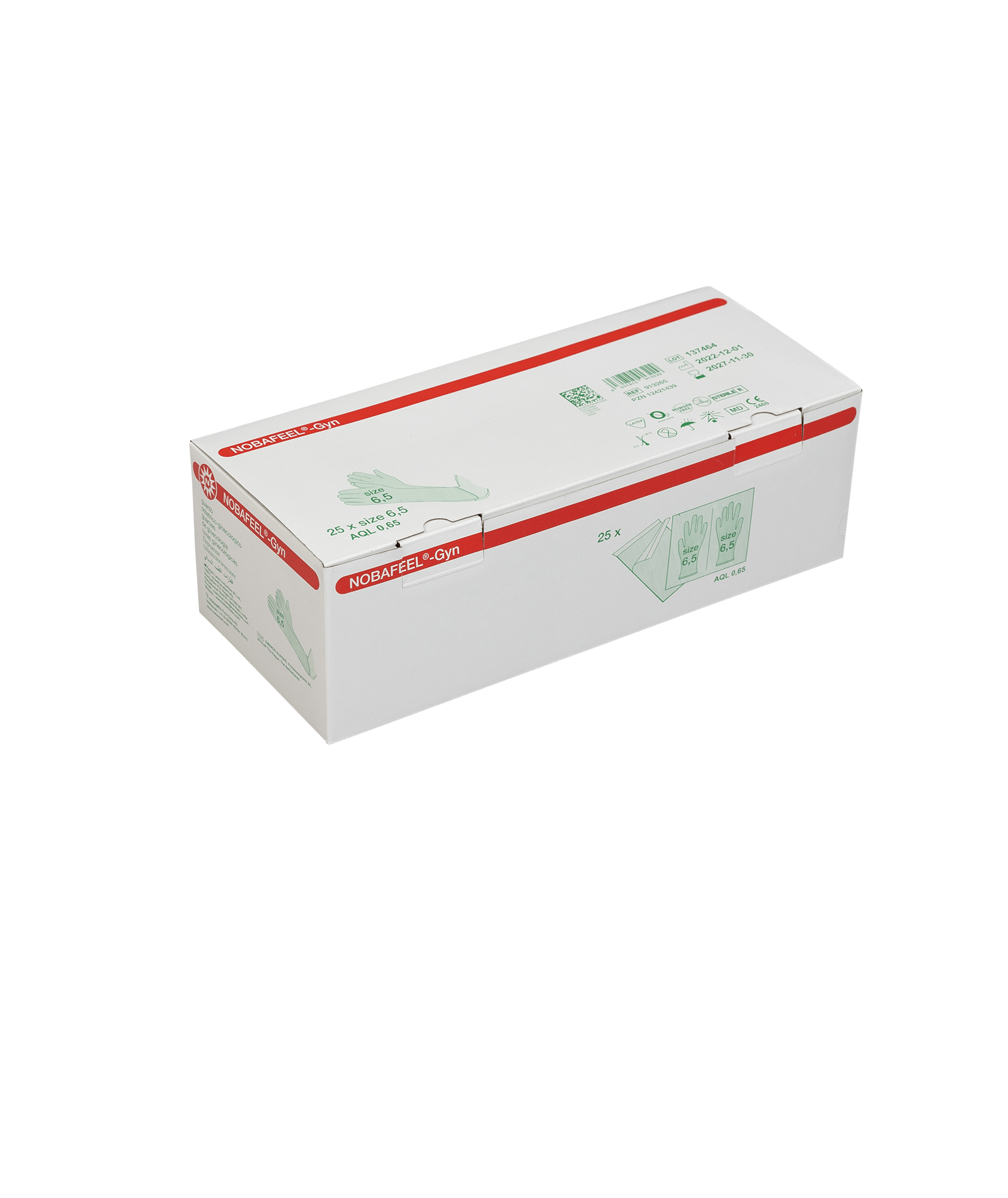 Nobafeel Box of 25 Gynaecological Gloves Medium / 7.5