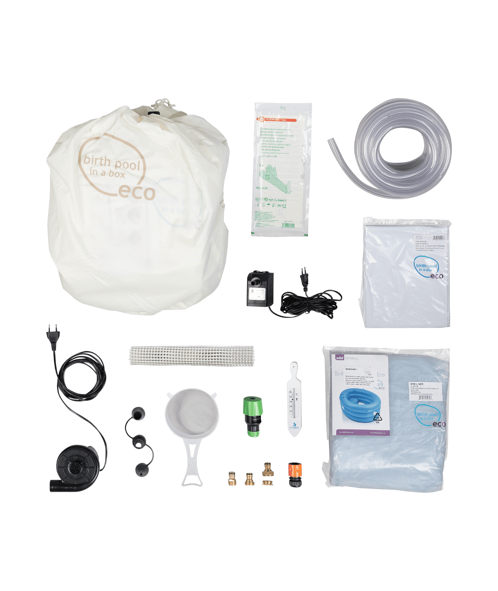 Birthpools Birth Pool in a Box + Premium Water Birth Kit White Mini 1 person